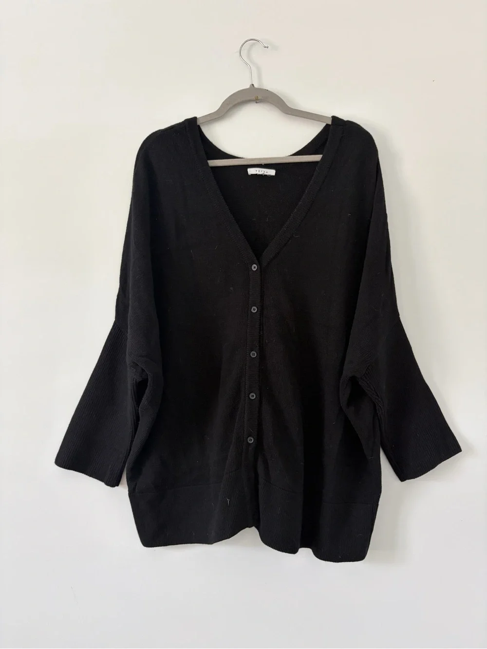 VETTA Black Oversized Button Down 2 Way Casual Knit Casual Cardigan Sweater M